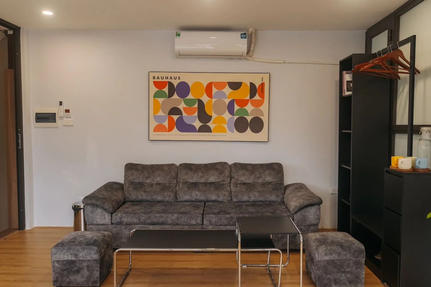 Shared living area with sofa